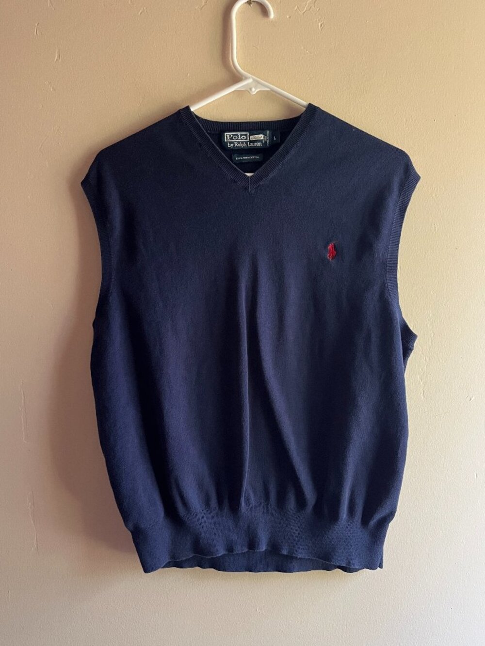 Polo Ralph Lauren navy blue pima cotton sweater vest preppy coastal nautical